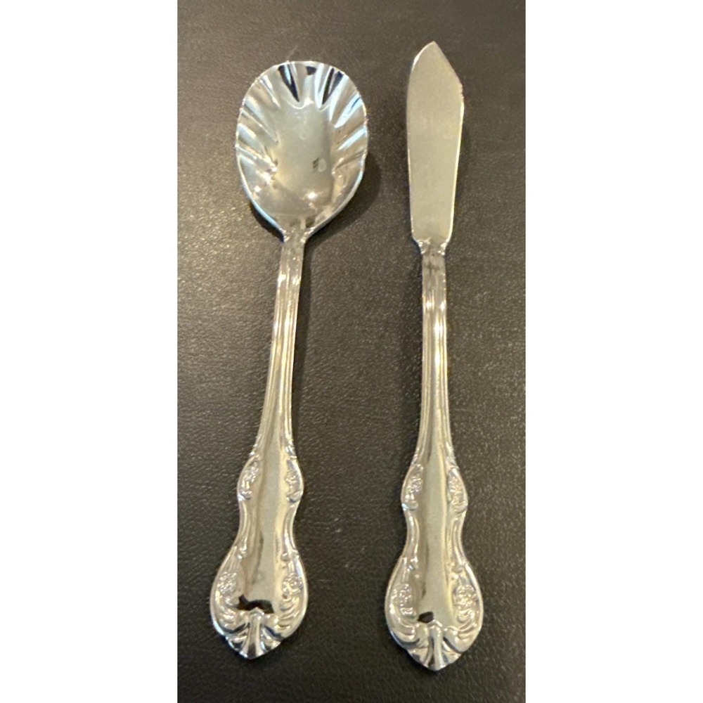 Wallace Continental Camden Sugar Spoon & Master Butter Knife Stainless 2 Piece